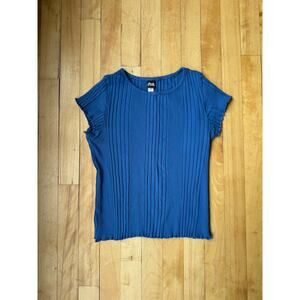 Tea Collection Girls T-Shirt, Lettuce Edge Tee, Blue, Kids Size 12